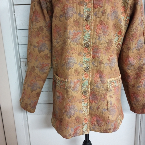 Coldwater Creek Women's Large Tapestry Brocade Jacket Blazer Floral Cottagecore. - Picture 3 of 12